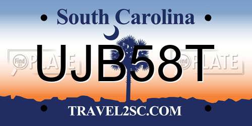 UJB58T South Carolina License Plate