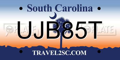 UJB85T South Carolina License Plate