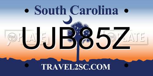 UJB85Z South Carolina License Plate