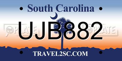 UJB882 South Carolina License Plate