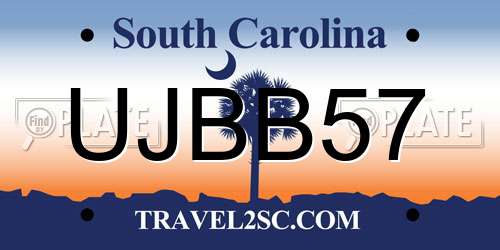 UJBB57 South Carolina License Plate