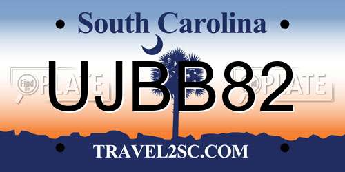 UJBB82 South Carolina License Plate