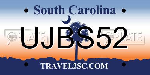 UJBS52 South Carolina License Plate