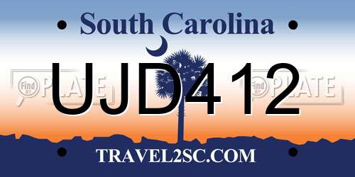 UJD412 South Carolina License Plate