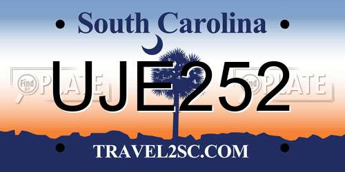 UJE252 South Carolina License Plate