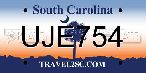 UJE754 South Carolina License Plate