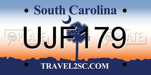 UJF179 South Carolina License Plate