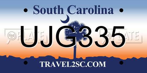 UJG335 South Carolina License Plate