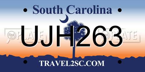 UJH263 South Carolina License Plate