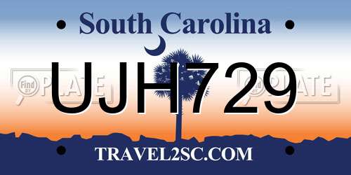 UJH729 South Carolina License Plate