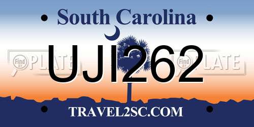 UJI262 South Carolina License Plate