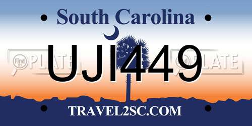 UJI449 South Carolina License Plate