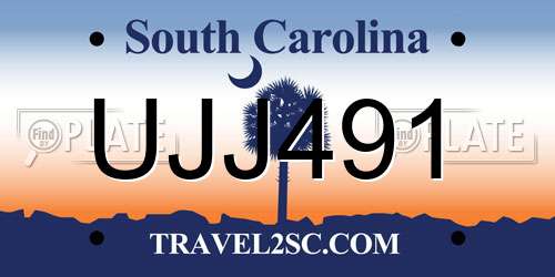 UJJ491 South Carolina License Plate