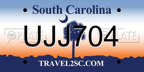UJJ704 South Carolina License Plate