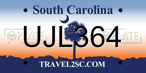 UJL364 South Carolina License Plate