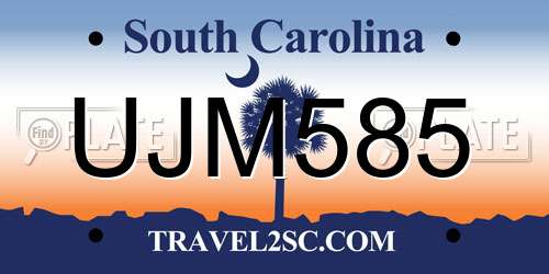 UJM585 South Carolina License Plate