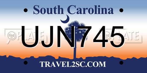 UJN745 South Carolina License Plate