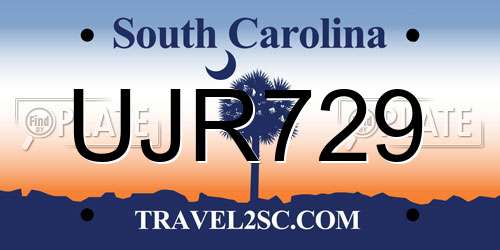 UJR729 South Carolina License Plate