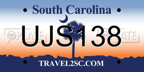 UJS138 South Carolina License Plate
