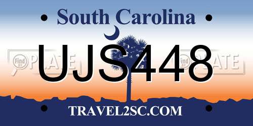 UJS448 South Carolina License Plate
