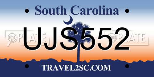 UJS552 South Carolina License Plate