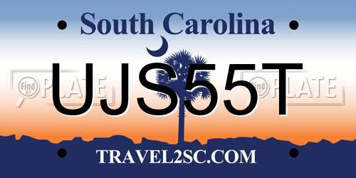 UJS55T South Carolina License Plate