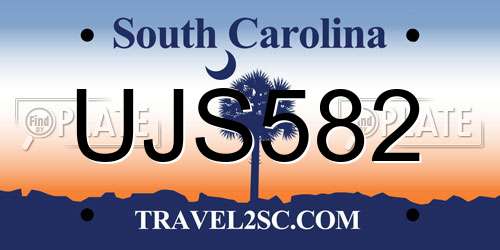 UJS582 South Carolina License Plate