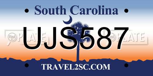 UJS587 South Carolina License Plate