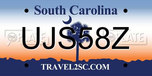 UJS58Z South Carolina License Plate