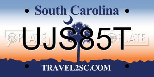 UJS85T South Carolina License Plate