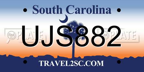 UJS882 South Carolina License Plate