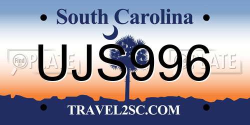 UJS996 South Carolina License Plate