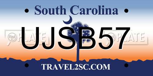 UJSB57 South Carolina License Plate