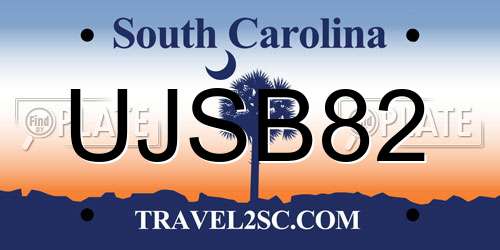 UJSB82 South Carolina License Plate