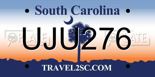 UJU276 South Carolina License Plate