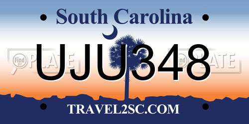 UJU348 South Carolina License Plate