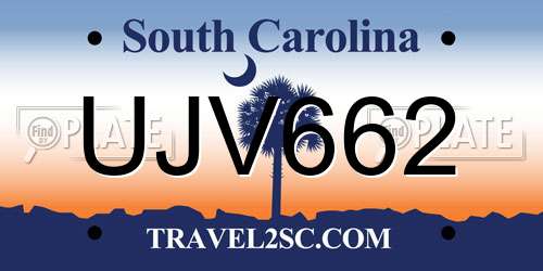 UJV662 South Carolina License Plate