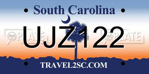 UJZ122 South Carolina License Plate