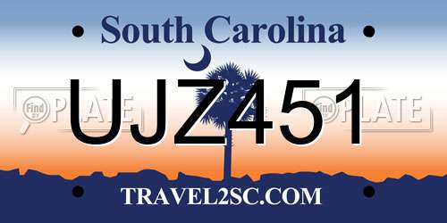UJZ451 South Carolina License Plate