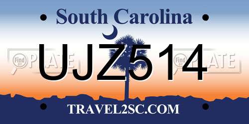 UJZ514 South Carolina License Plate