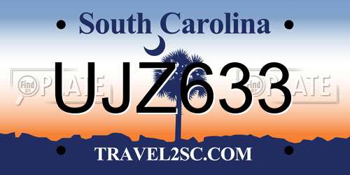 UJZ633 South Carolina License Plate
