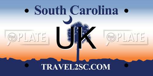 UK South Carolina License Plate