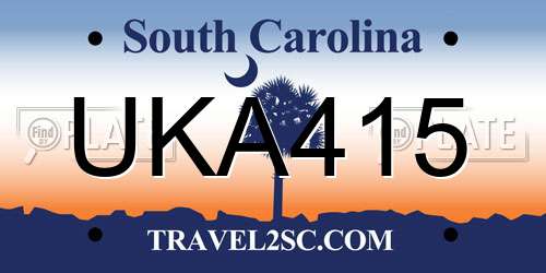UKA415 South Carolina License Plate