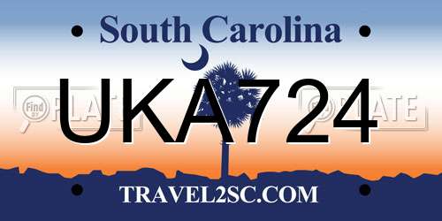 UKA724 South Carolina License Plate