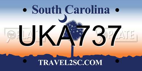UKA737 South Carolina License Plate