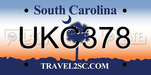 UKC378 South Carolina License Plate