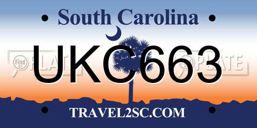 UKC663 South Carolina License Plate