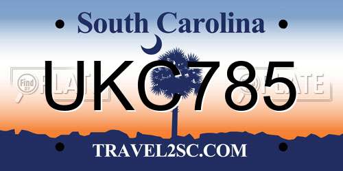 UKC785 South Carolina License Plate