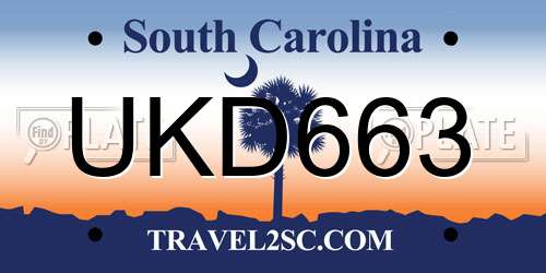UKD663 South Carolina License Plate