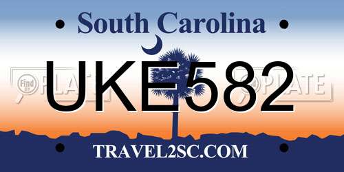 UKE582 South Carolina License Plate